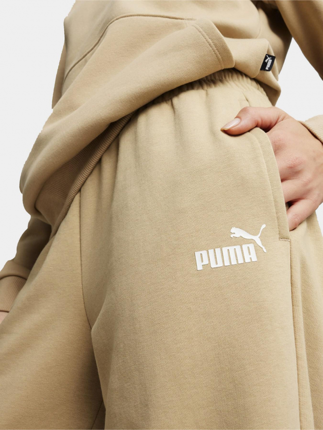 Jogging uni logo essential beige femme - Puma