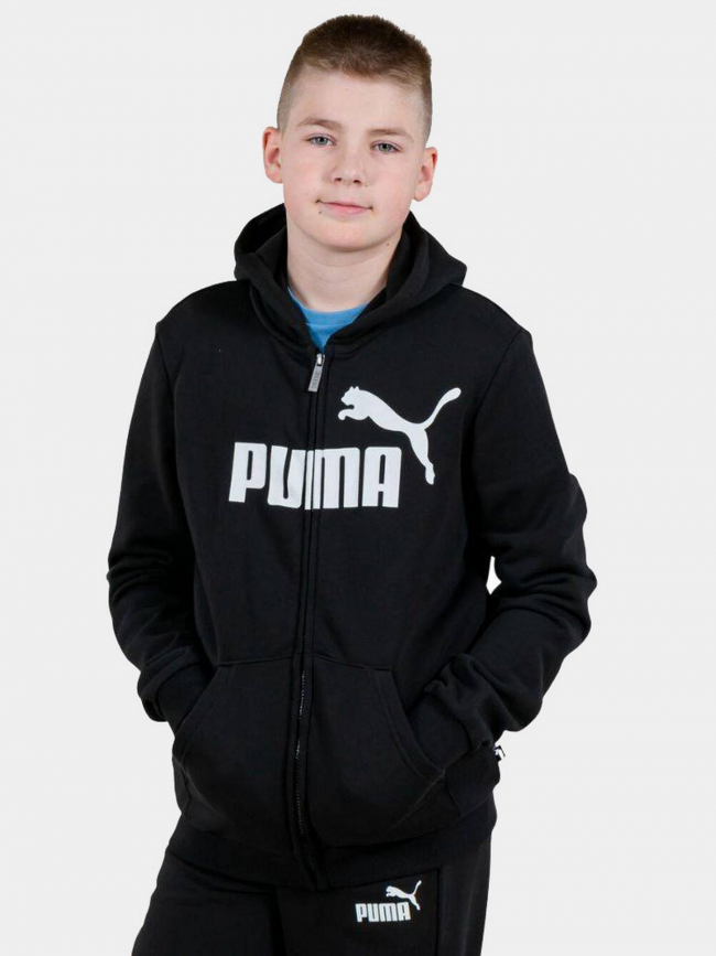 Sweat zippé à capuche essential noir enfant - Puma