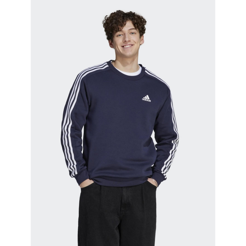 Sweat 3 stripes bleu marine homme - Adidas