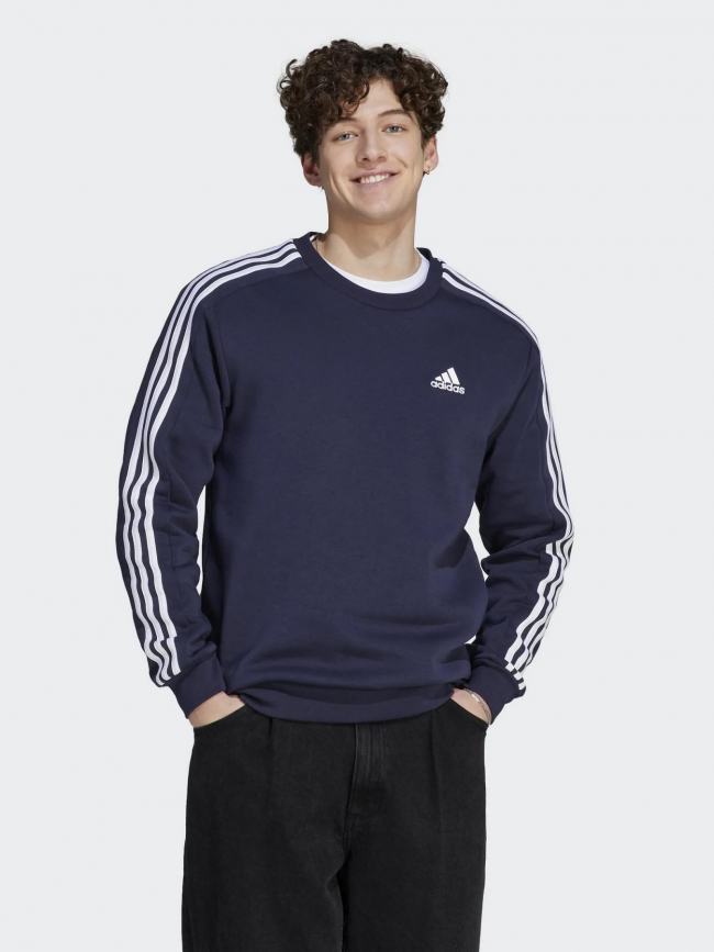 Sweat 3 stripes bleu marine homme - Adidas