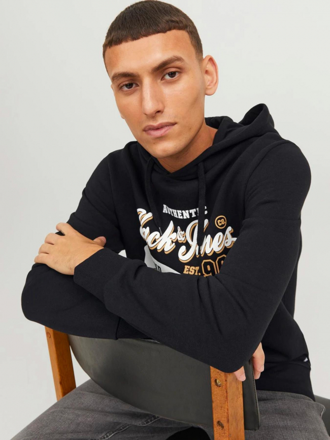 Sweat à capuche logo authentic noir homme - Jack & Jones