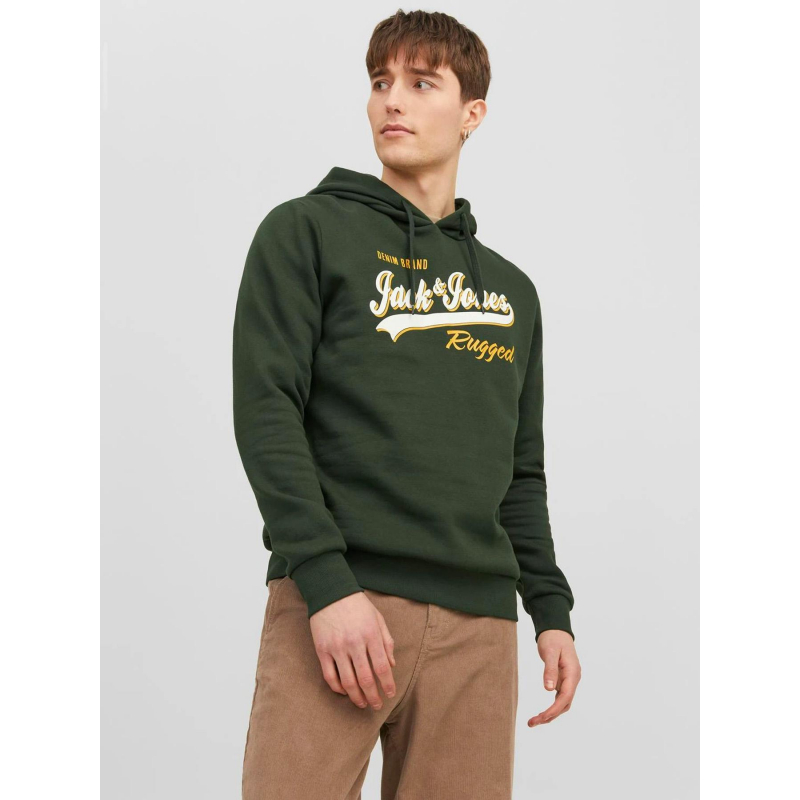 Sweat à capuche logo rugged vert homme - Jack & Jones