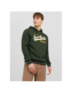 Sweat à capuche logo rugged vert homme - Jack & Jones