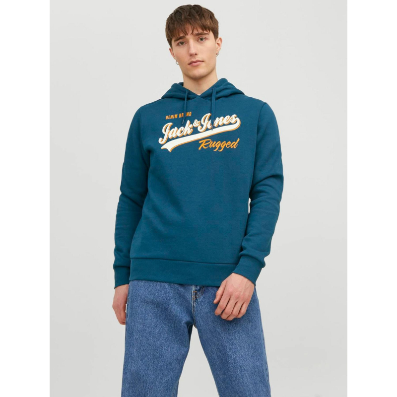 Sweat à capuche logo rugged bleu homme - Jack & Jones