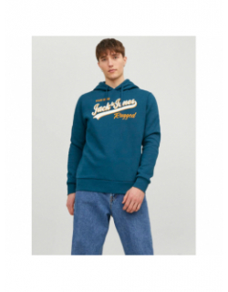 Sweat à capuche logo rugged bleu homme - Jack & Jones