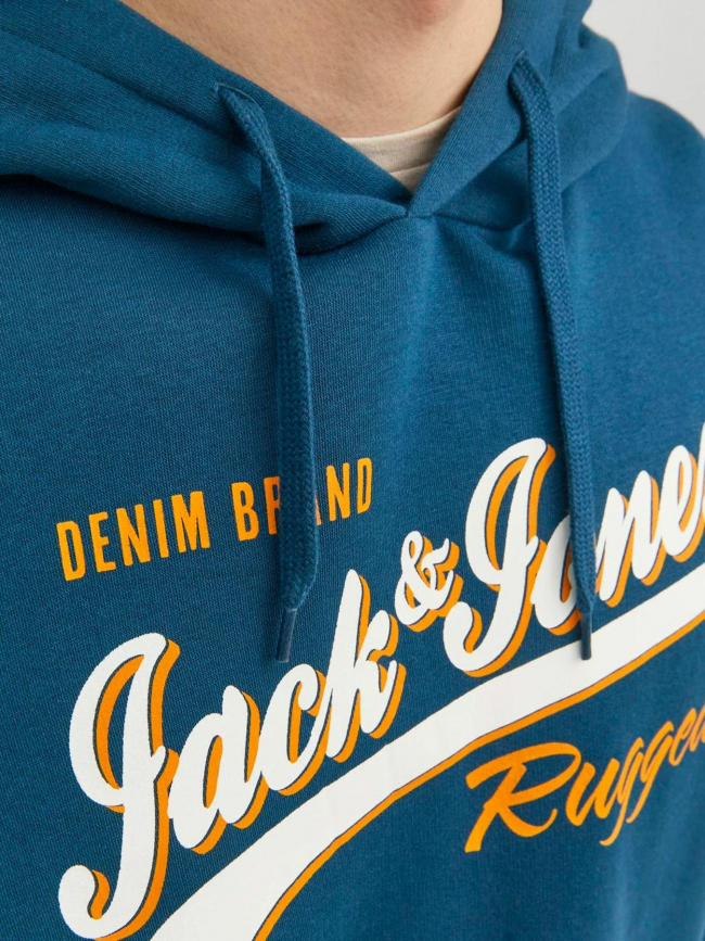 Sweat à capuche logo rugged bleu homme - Jack & Jones