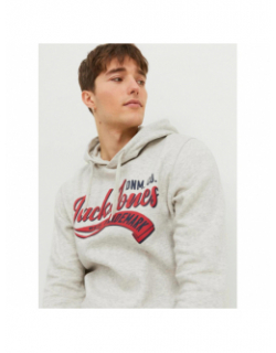 Sweat à capuche logo trademark gris homme - Jack & Jones