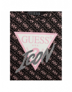 T-shirt logo icon noir et rose fille - Guess