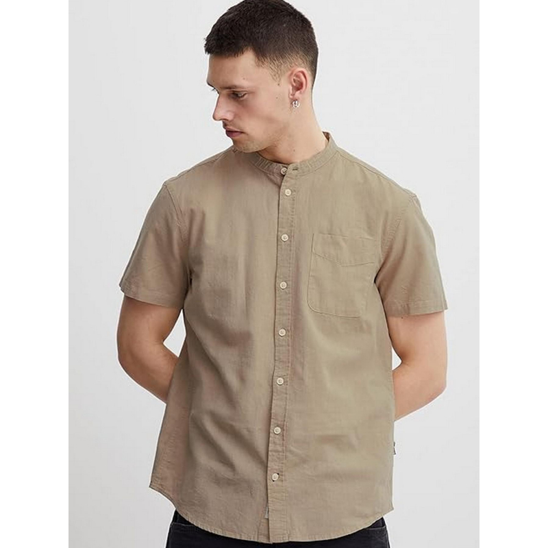 Chemise en lin manche courte beige homme - Blend