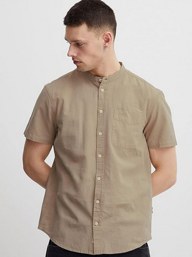 Chemise en lin manche courte beige homme - Blend