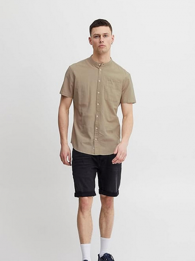 Chemise en lin manche courte beige homme - Blend