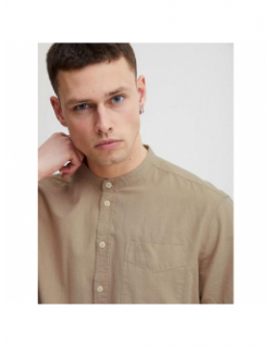 Chemise en lin manche courte beige homme - Blend