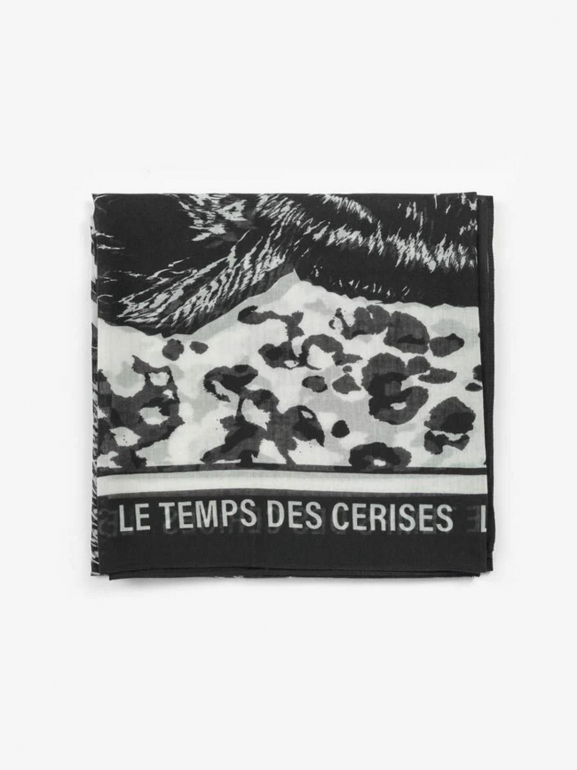 Foulard fin pivoine noir femme - Le Temps Des Cerises