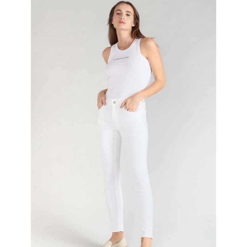 Jean taille haute slim pulp blanc femme - Le Temps Des Cerises