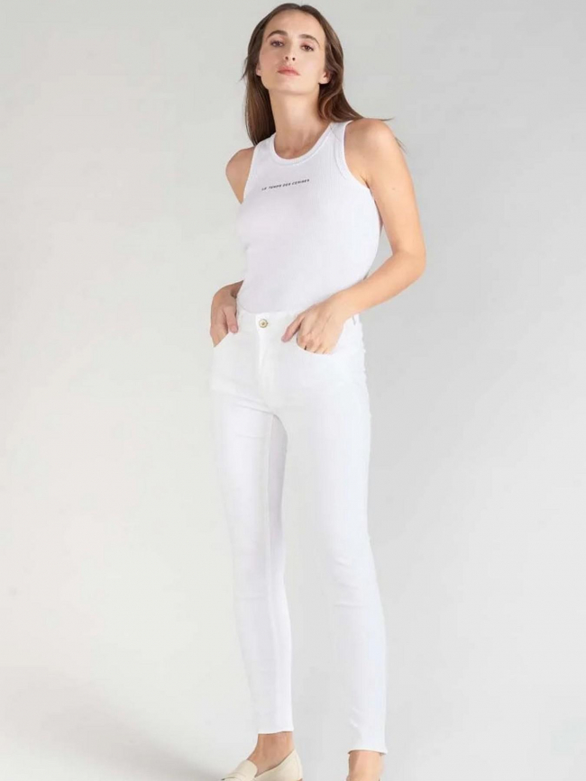 Jean taille haute slim pulp blanc femme - Le Temps Des Cerises