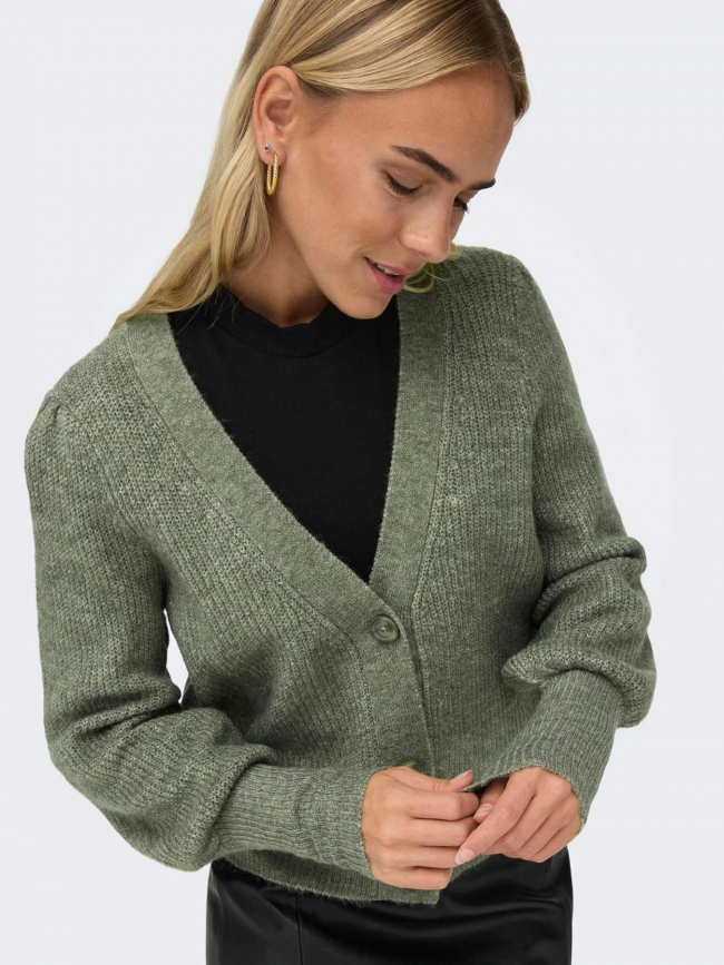 Gilet cardigan drea court vert femme - Jacqueline De Yong