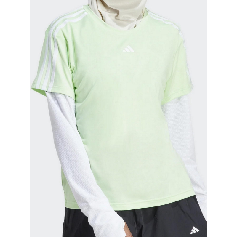 T-shirt de sport 3 bandes vert femme - Adidas