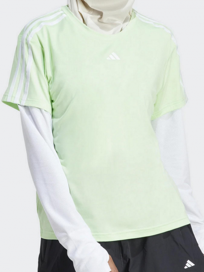 T-shirt de sport 3 bandes vert femme - Adidas