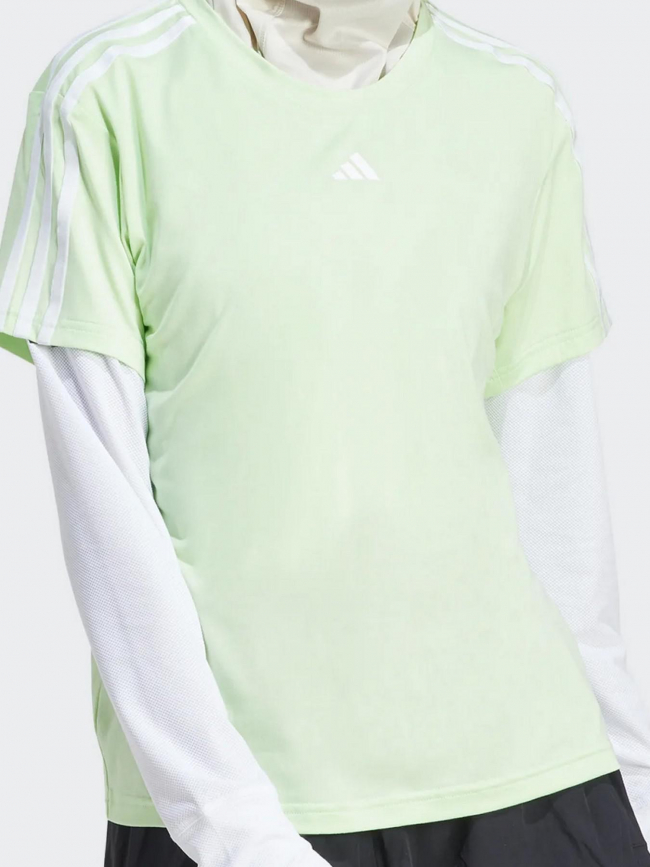 T-shirt de sport 3 bandes vert femme - Adidas