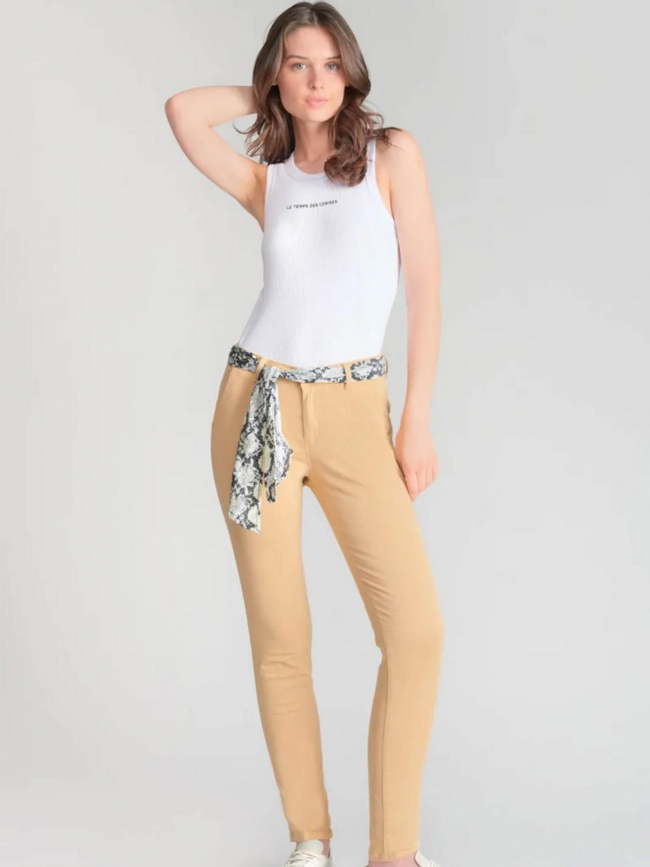 Pantalon slim dyli beige femme - Le Temps Des Cerises