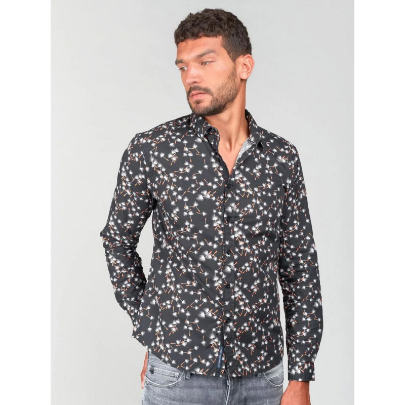 Chemise gebas motif floral noir homme - Le Temps Des Cerises