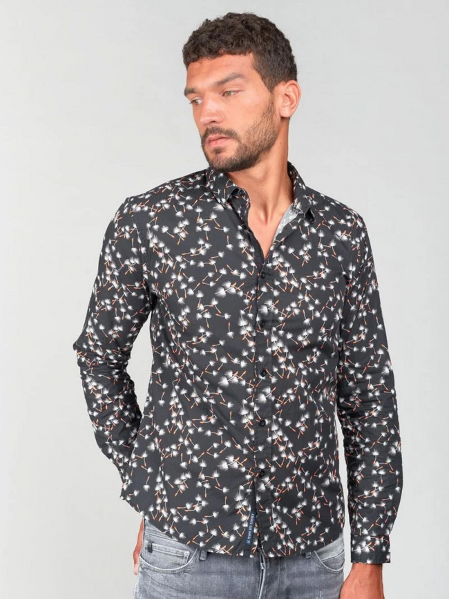 Chemise gebas motif floral noir homme - Le Temps Des Cerises