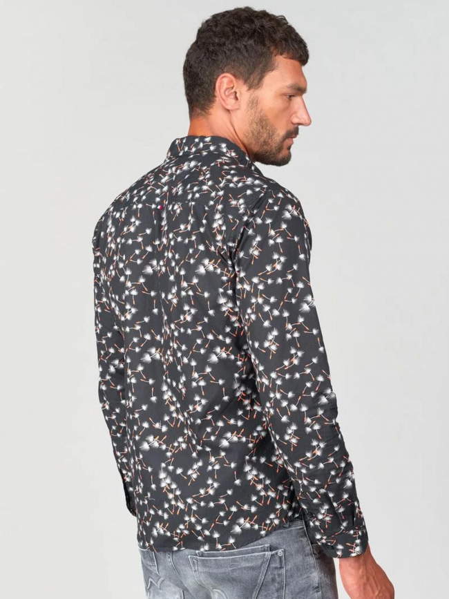 Chemise gebas motif floral noir homme - Le Temps Des Cerises