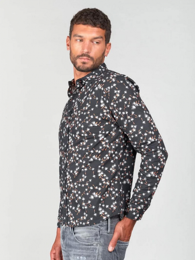 Chemise gebas motif floral noir homme - Le Temps Des Cerises