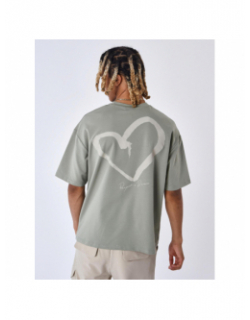 T-shirt logo brodé coeur kaki homme - Project X Paris