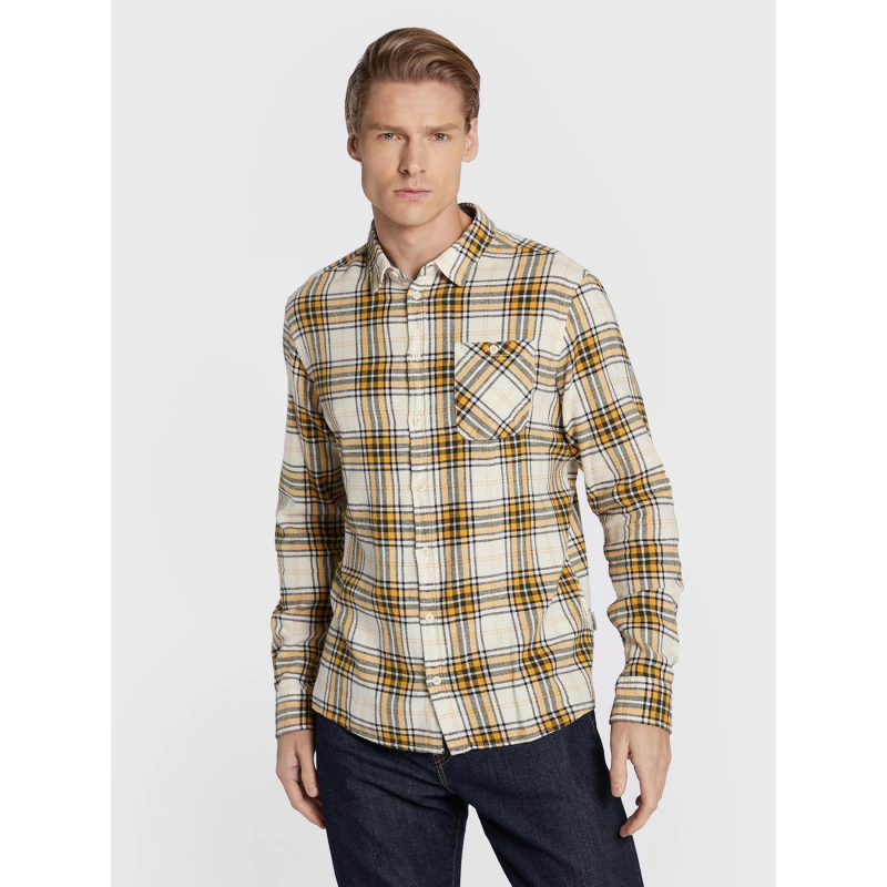 Chemise regular fit à carreaux jaune beige noir homme - Blend