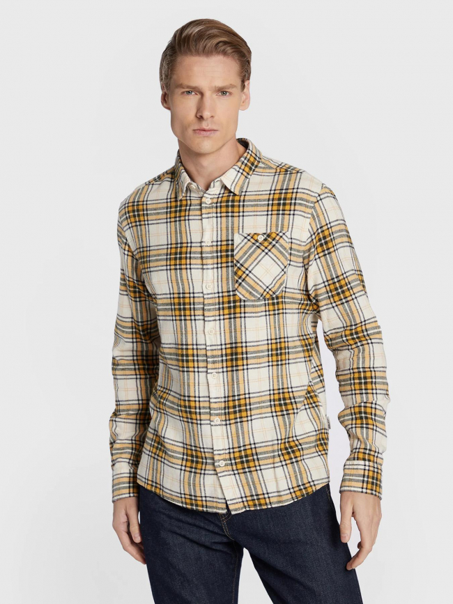 Chemise regular fit à carreaux jaune beige noir homme - Blend