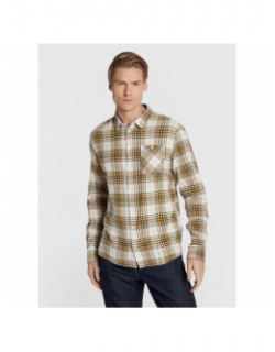 Chemise regular fit à carreaux jaune beige noir homme - Blend