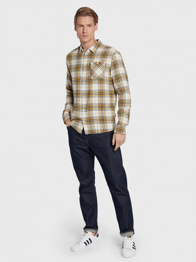 Chemise regular fit à carreaux jaune beige noir homme - Blend