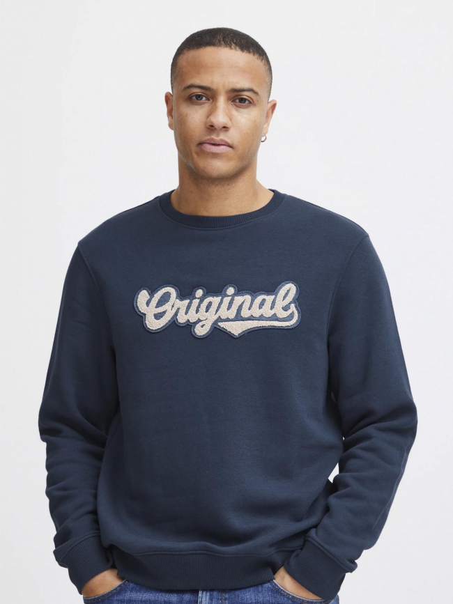 Sweat brodé original bleu marine homme - Blend