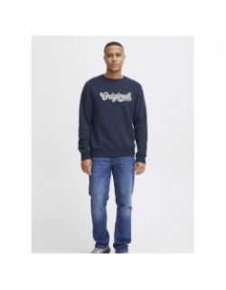 Sweat brodé original bleu marine homme - Blend