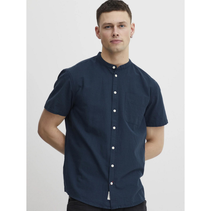 Chemise en lin manches courtes bleu marine homme - Blend