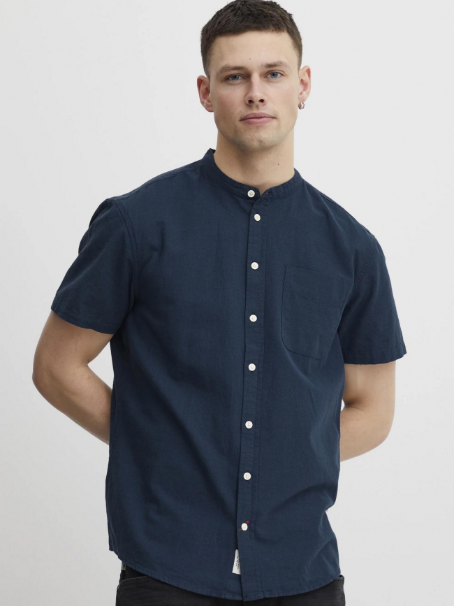 Chemise en lin manches courtes bleu marine homme - Blend