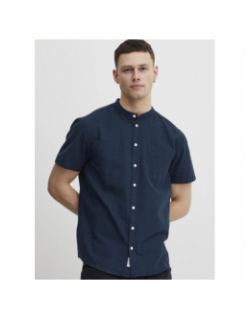 Chemise en lin manches courtes bleu marine homme - Blend