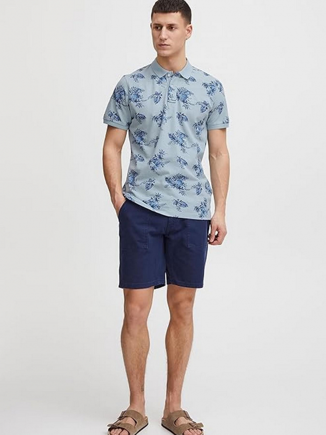 Polo manches courtes imprimé floral bleu homme - Blend