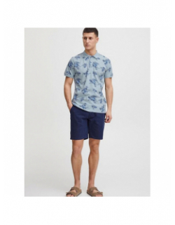 Polo manches courtes imprimé floral bleu homme - Blend