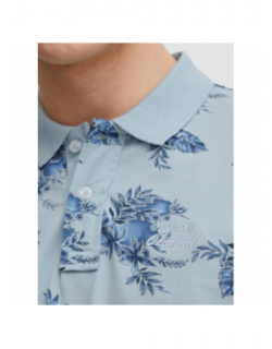 Polo manches courtes imprimé floral bleu homme - Blend