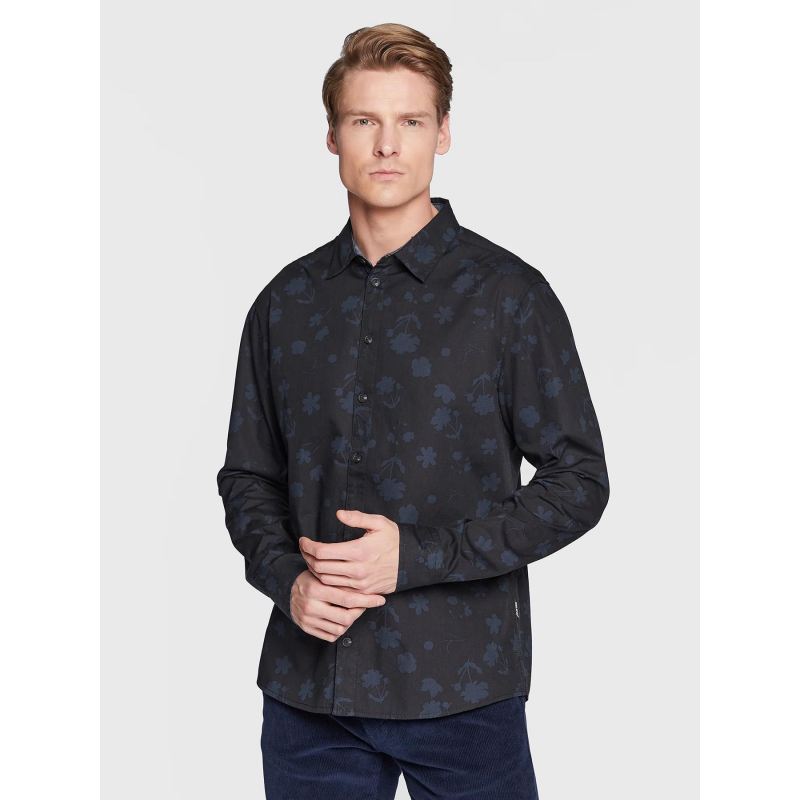 Chemise manches longues à fleurs bleu noir homme - Blend