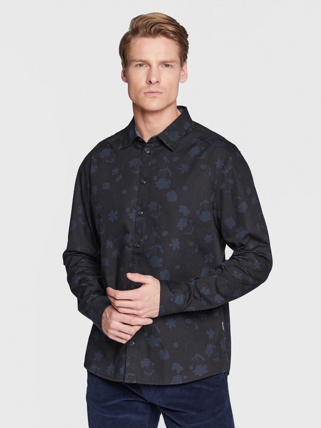 Chemise manches longues à fleurs bleu noir homme - Blend