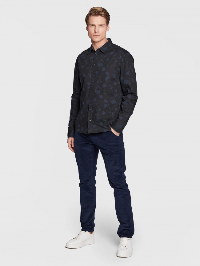 Chemise manches longues à fleurs bleu noir homme - Blend