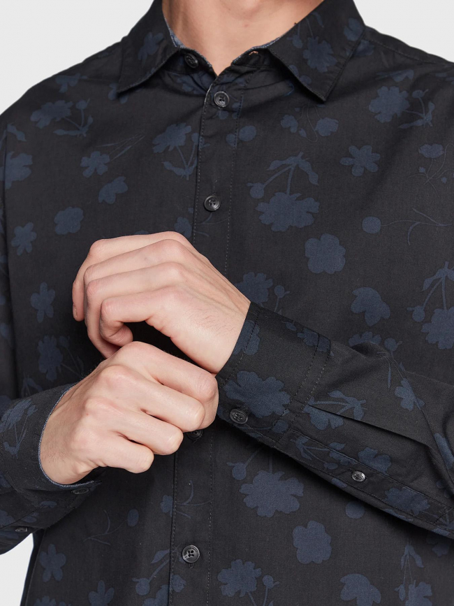 Chemise manches longues à fleurs bleu noir homme - Blend