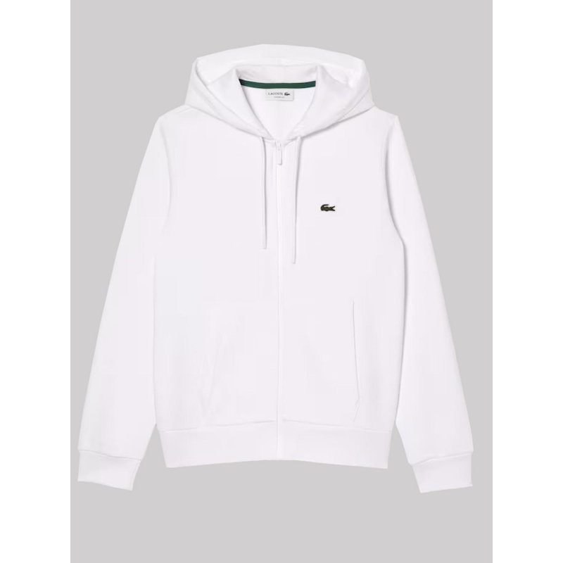 Sweat à capuche zippé uni cap blanc homme - Lacoste