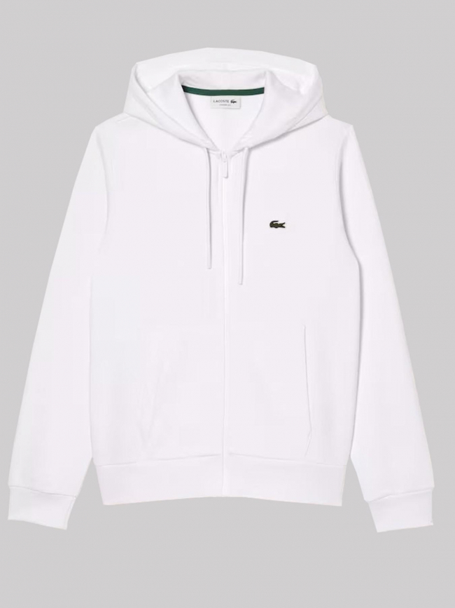 Sweat à capuche zippé uni cap blanc homme - Lacoste