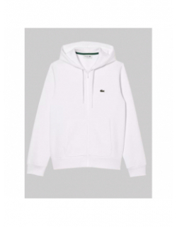 Sweat à capuche zippé uni cap blanc homme - Lacoste