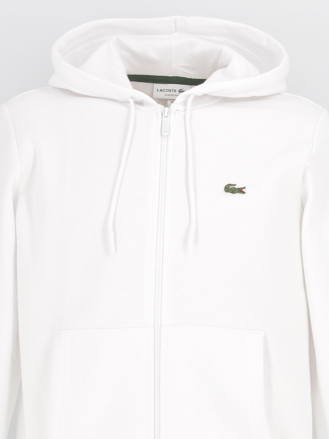 Sweat à capuche zippé uni cap blanc homme - Lacoste