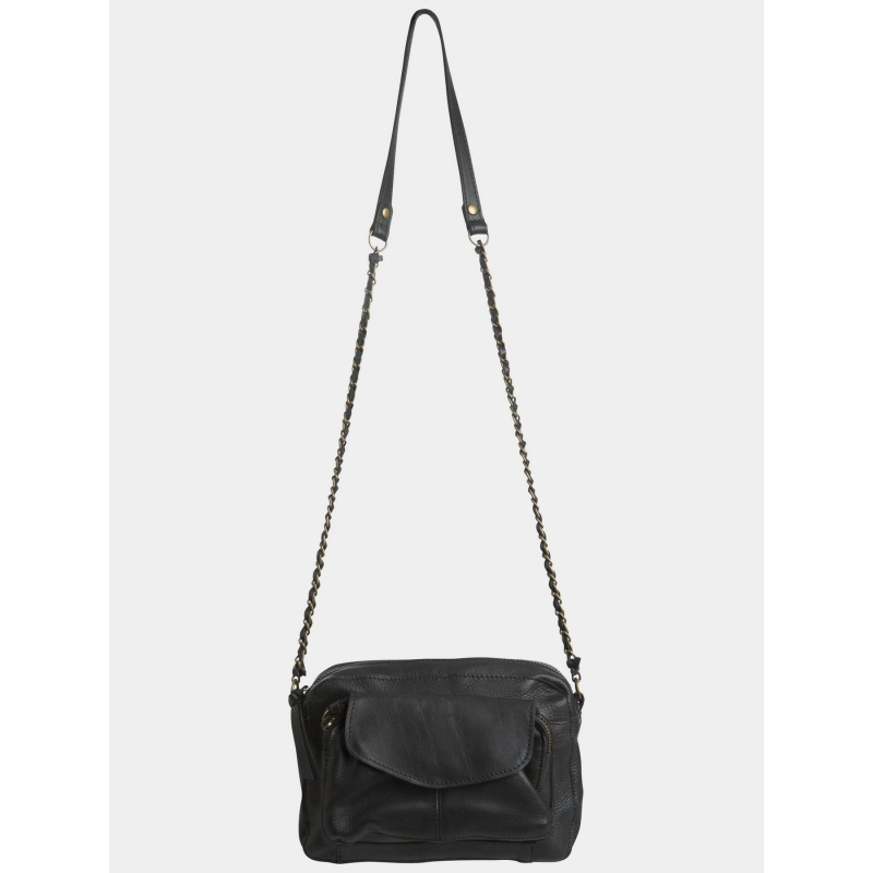 Sac bandoulière en cuir naina noir femme - Pieces